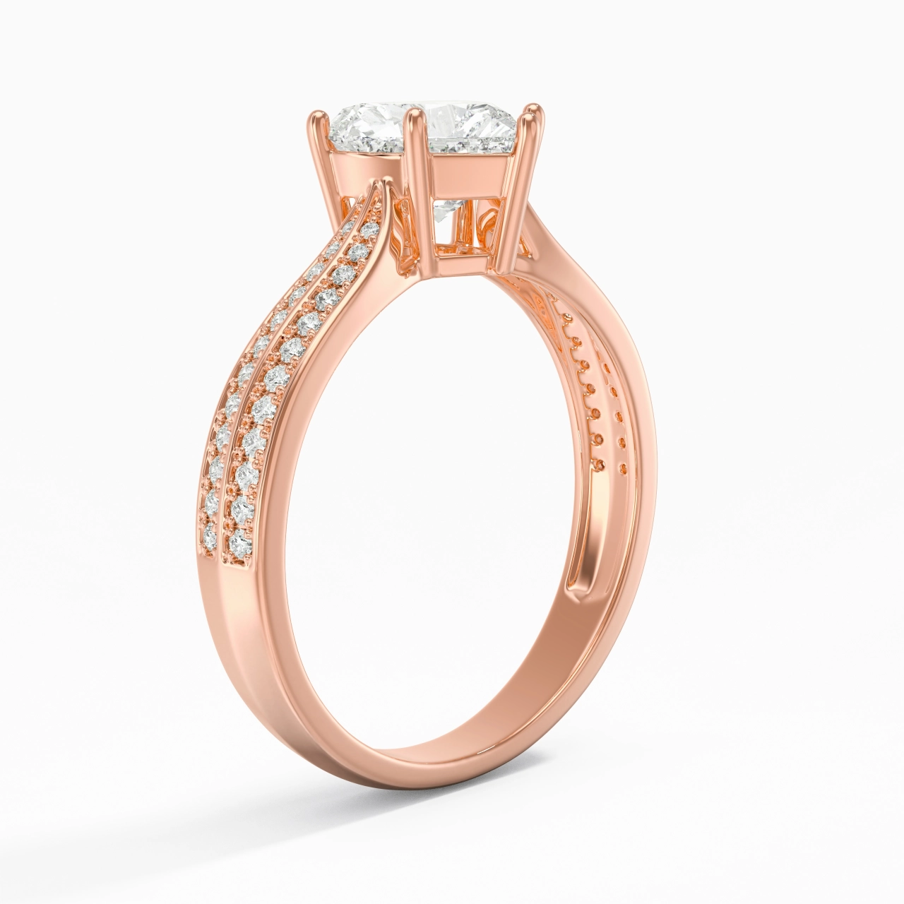 1.50ct Moissanite Engagement Ring 14K Rose Gold