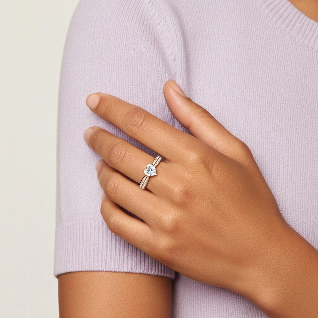 1.00ct Moissanite Bague de fiançailles Or rose 14 carats