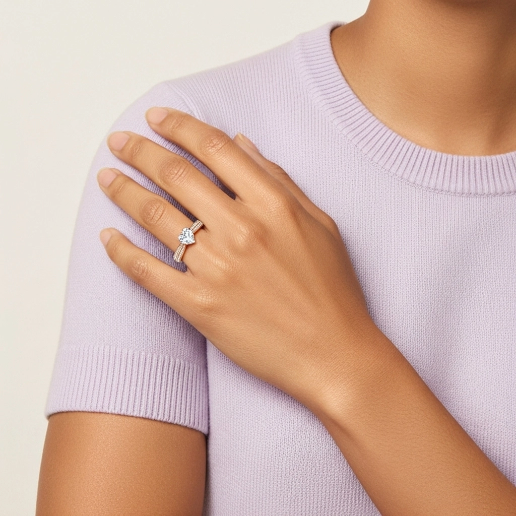 1.00ct Moissanite Bague de fiançailles Or rose 14 carats