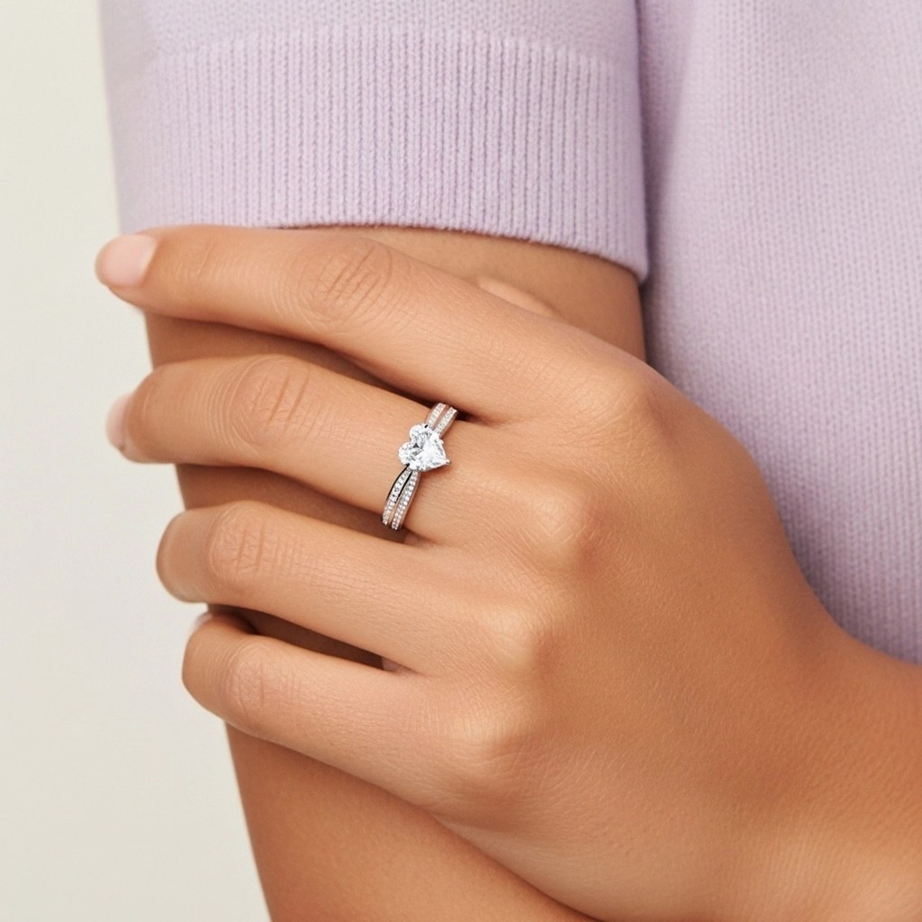 1.00ct Moissanite Bague de fiançailles Or blanc 18 carats