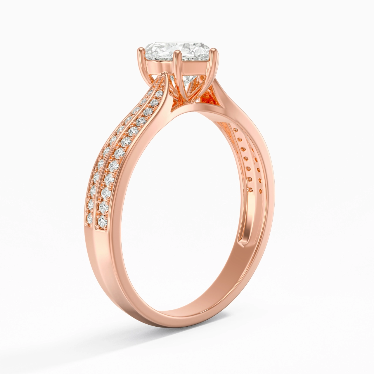 1.00ct Moissanite Engagement Ring 14K Rose Gold