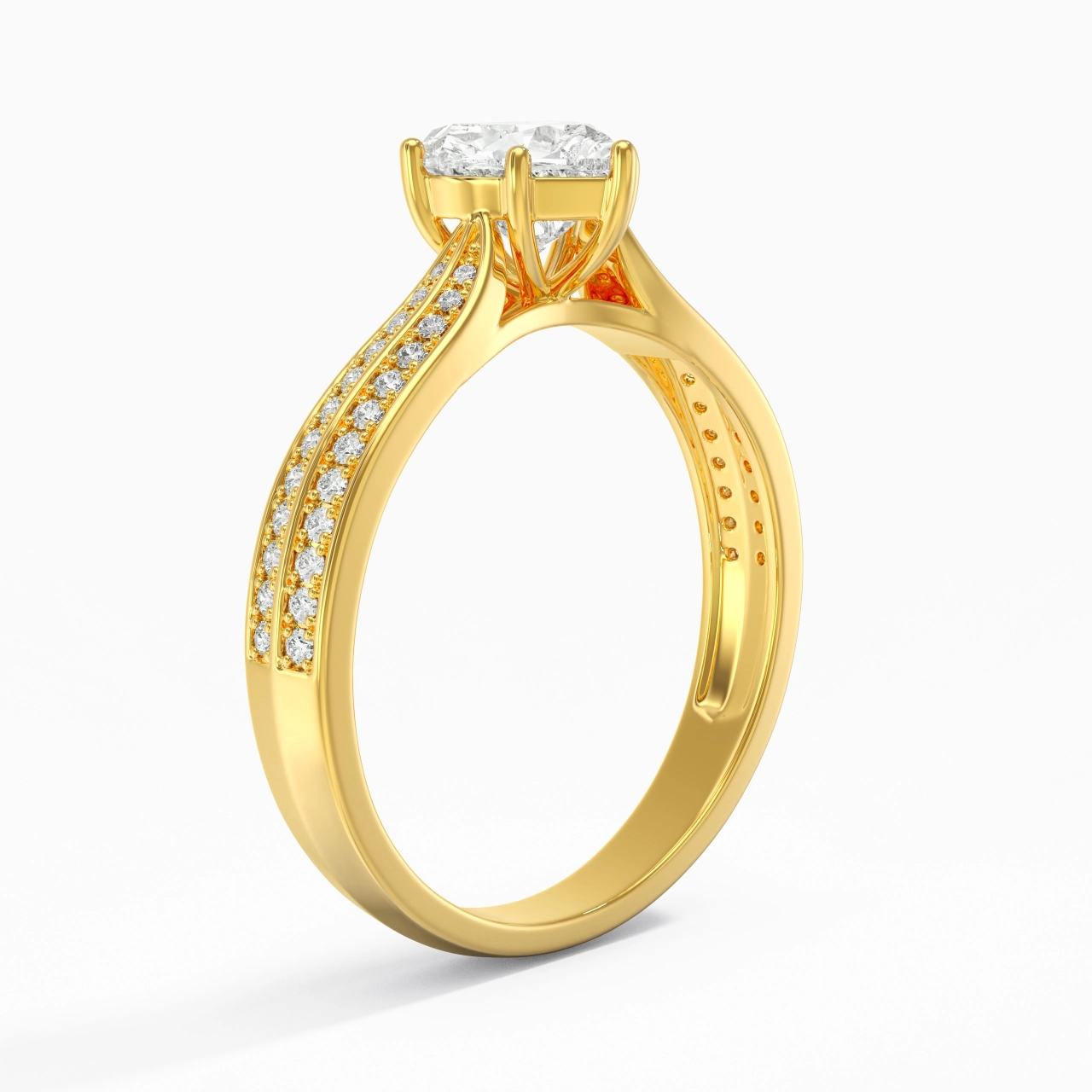 1.00ct Moissanite Engagement Ring 18K Gold