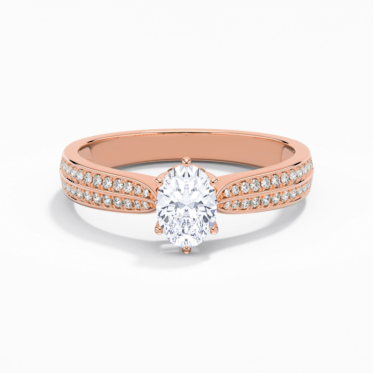 1.00ct Moissanite Engagement Ring 18K Rose Gold