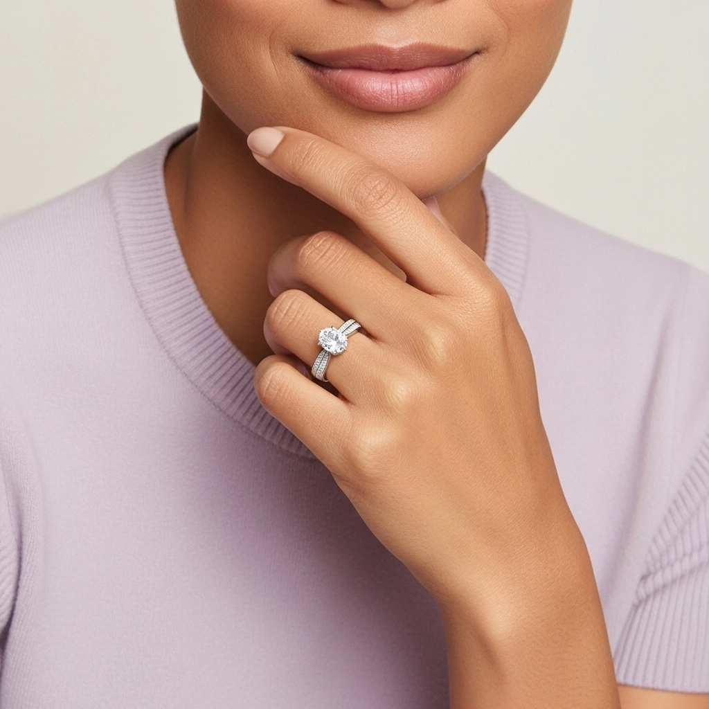 1.00ct Moissanita Anillo de Compromiso Plata esterlina 925