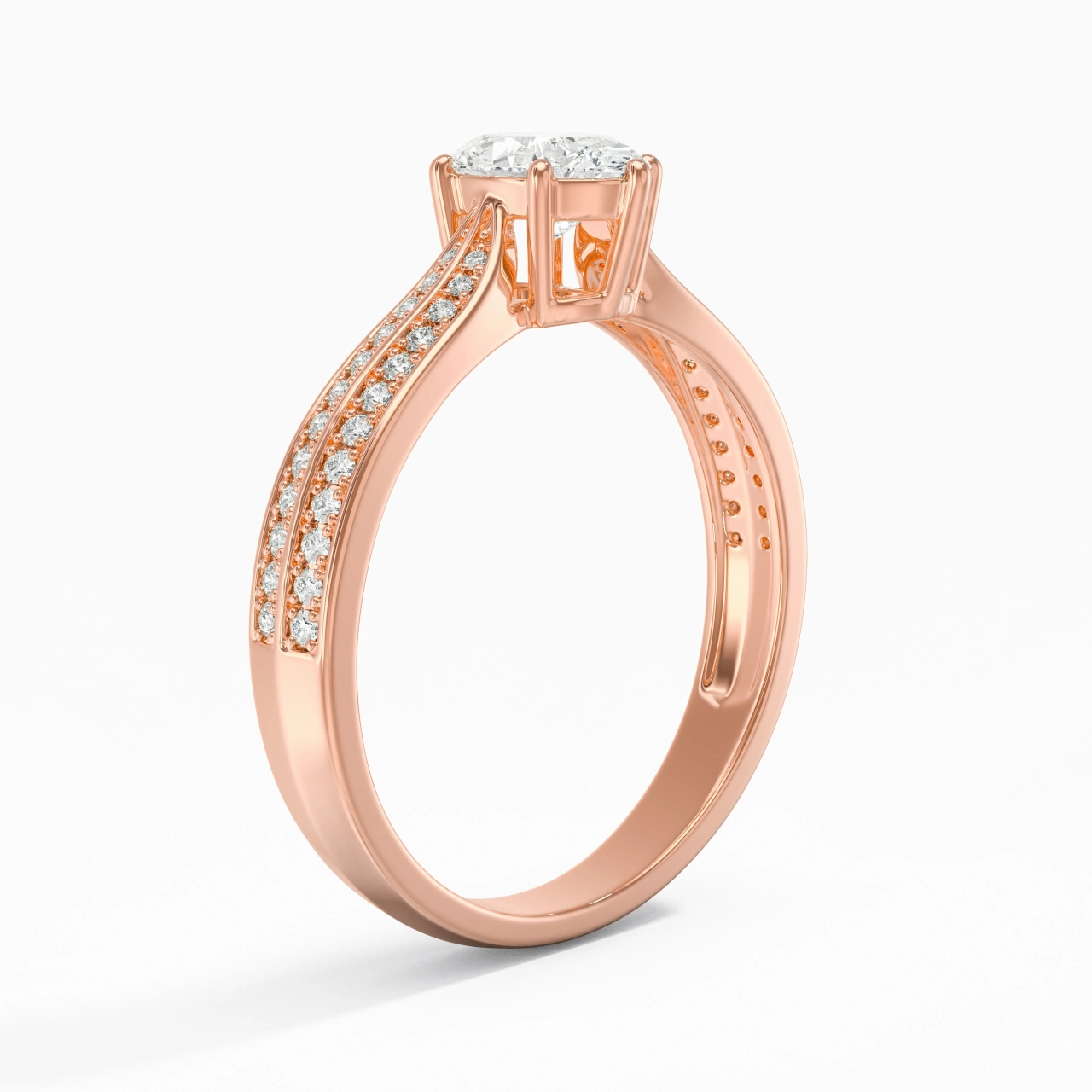 1.00ct Moissanite Engagement Ring 18K Rose Gold