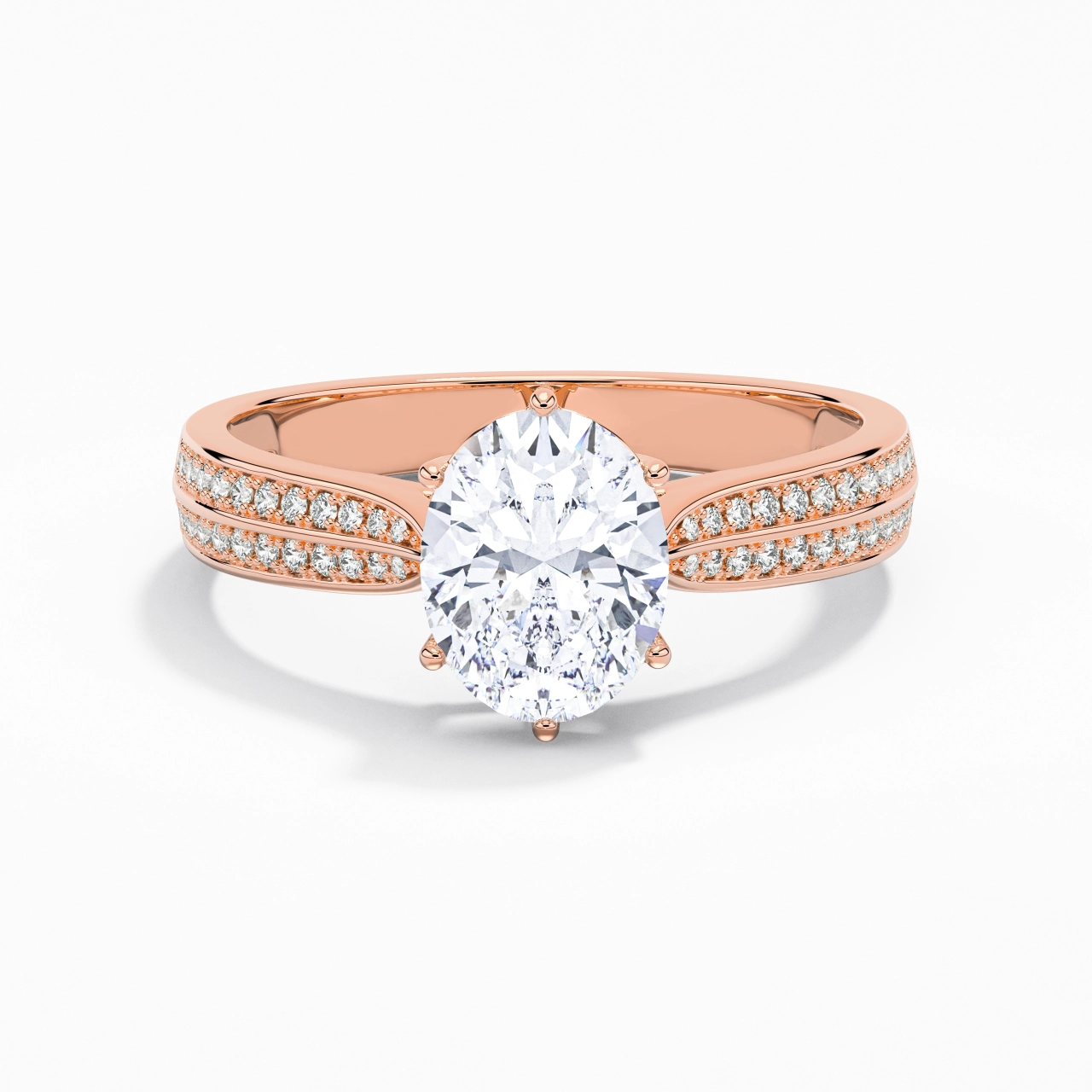 2.00ct Moissanite Engagement Ring 14K Rose Gold