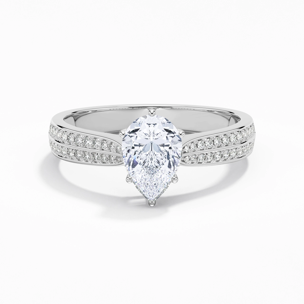 1.50ct Moissanite Engagement Ring 18K White Gold