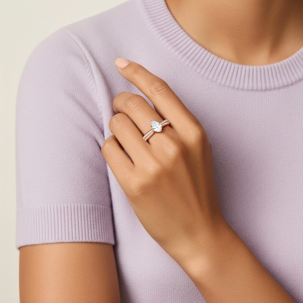 1.00ct Moissanite Bague de fiançailles Or rose 14 carats