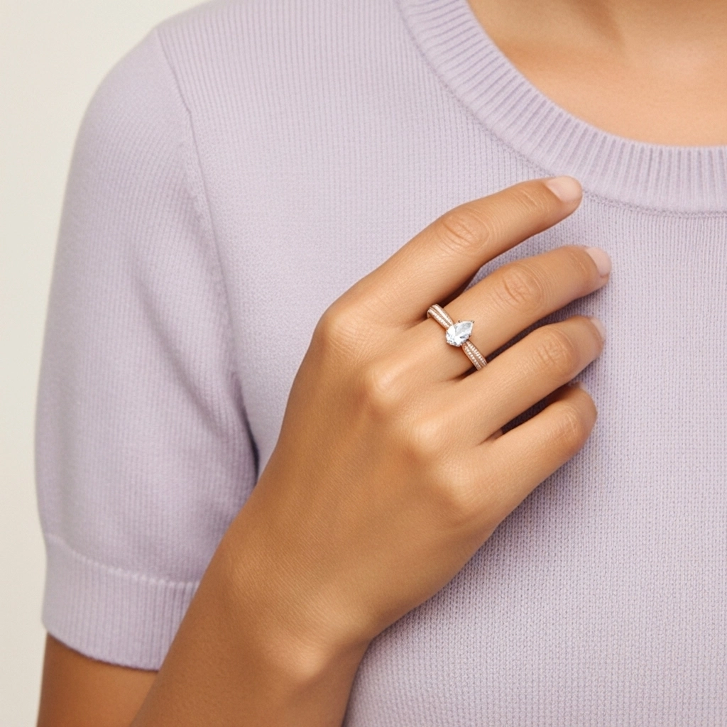 1.00ct Moissanite Bague de fiançailles Or rose 14 carats