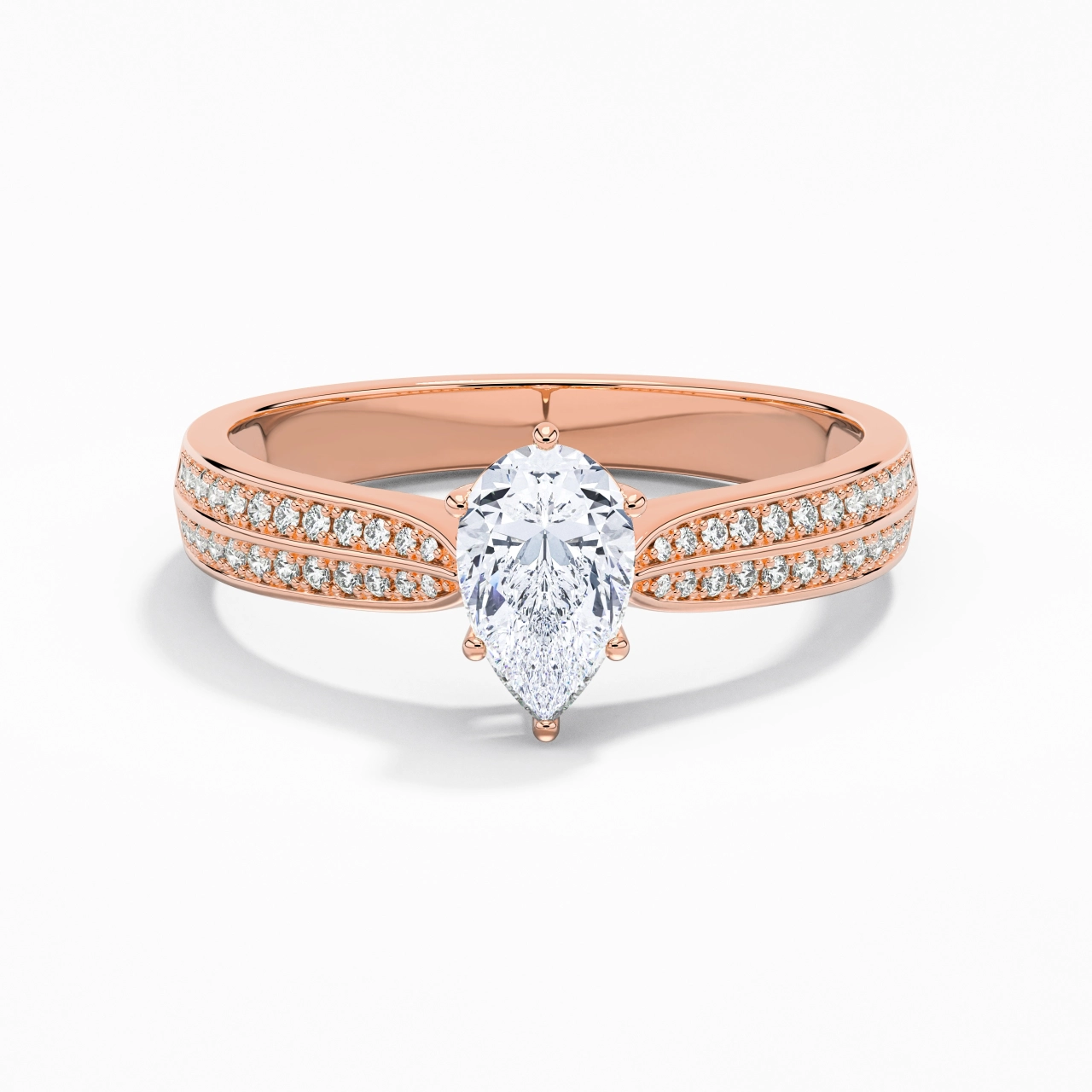 1.00ct Moissanite Engagement Ring 18K Rose Gold