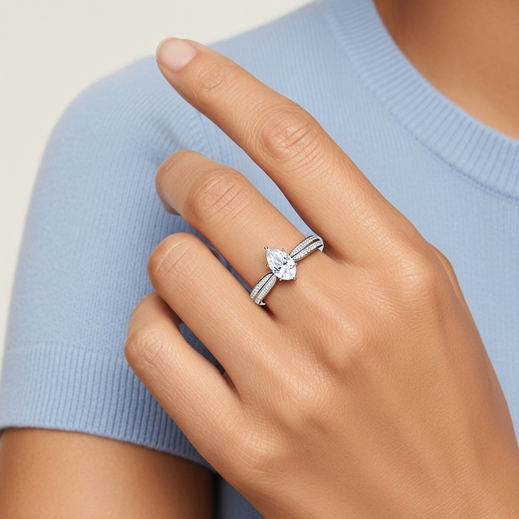 1.00ct Moissanite Bague de fiançailles Platine