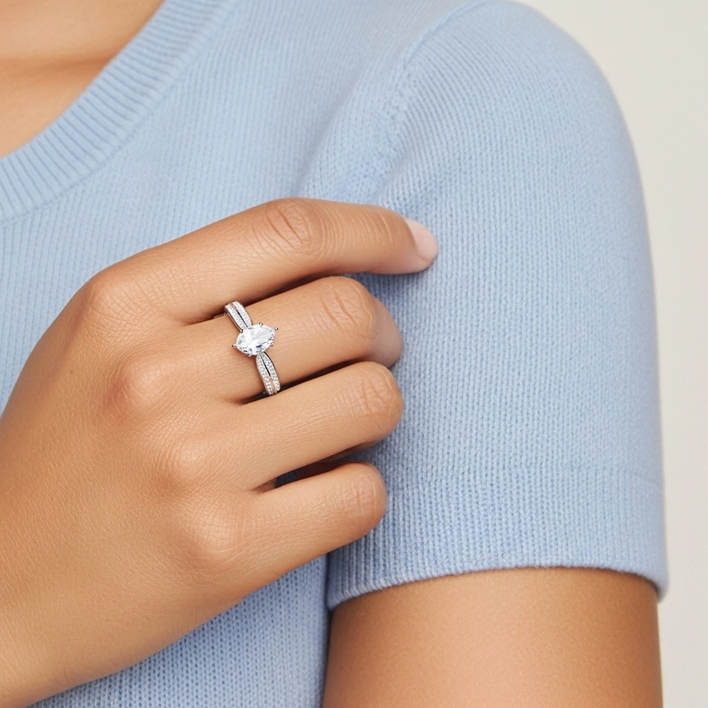 1.00ct Moissanite Bague de fiançailles Platine