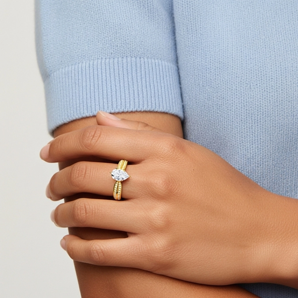 1.00ct Moissanite Bague de fiançailles Or 18 carats