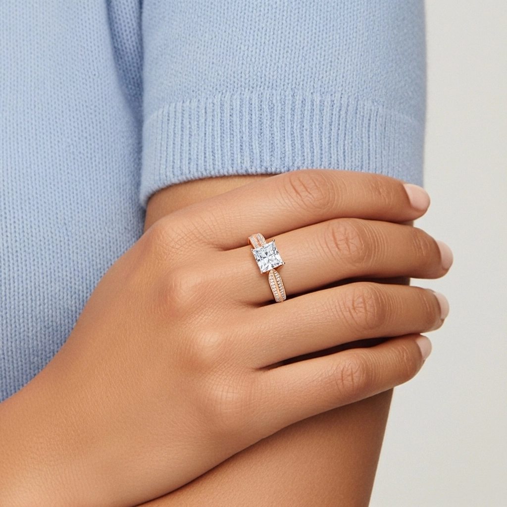 1.00ct Moissanita Anillo de Compromiso Oro rosa 14K