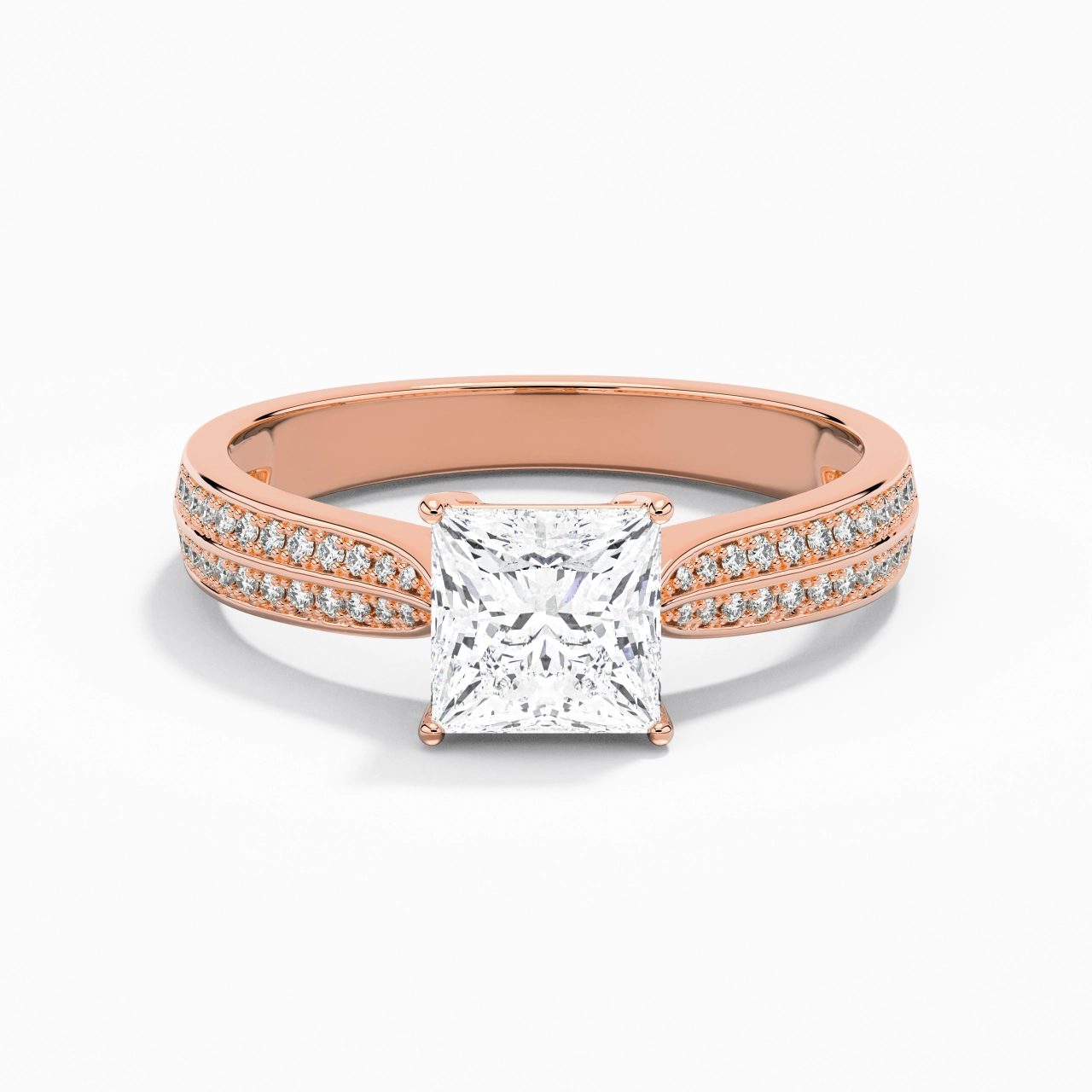 1.00ct Moissanite Engagement Ring 14K Rose Gold