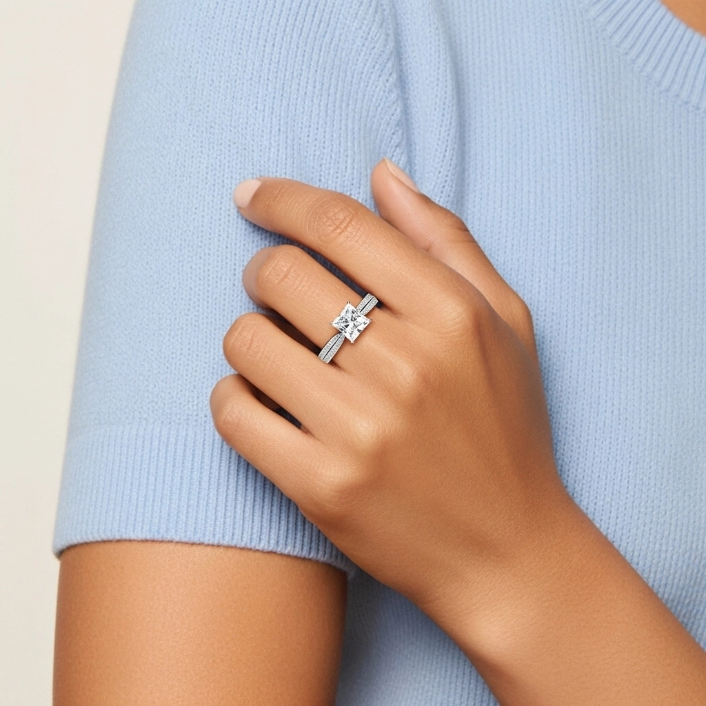 1.00ct Moissanita Anillo de Compromiso Oro blanco 18K