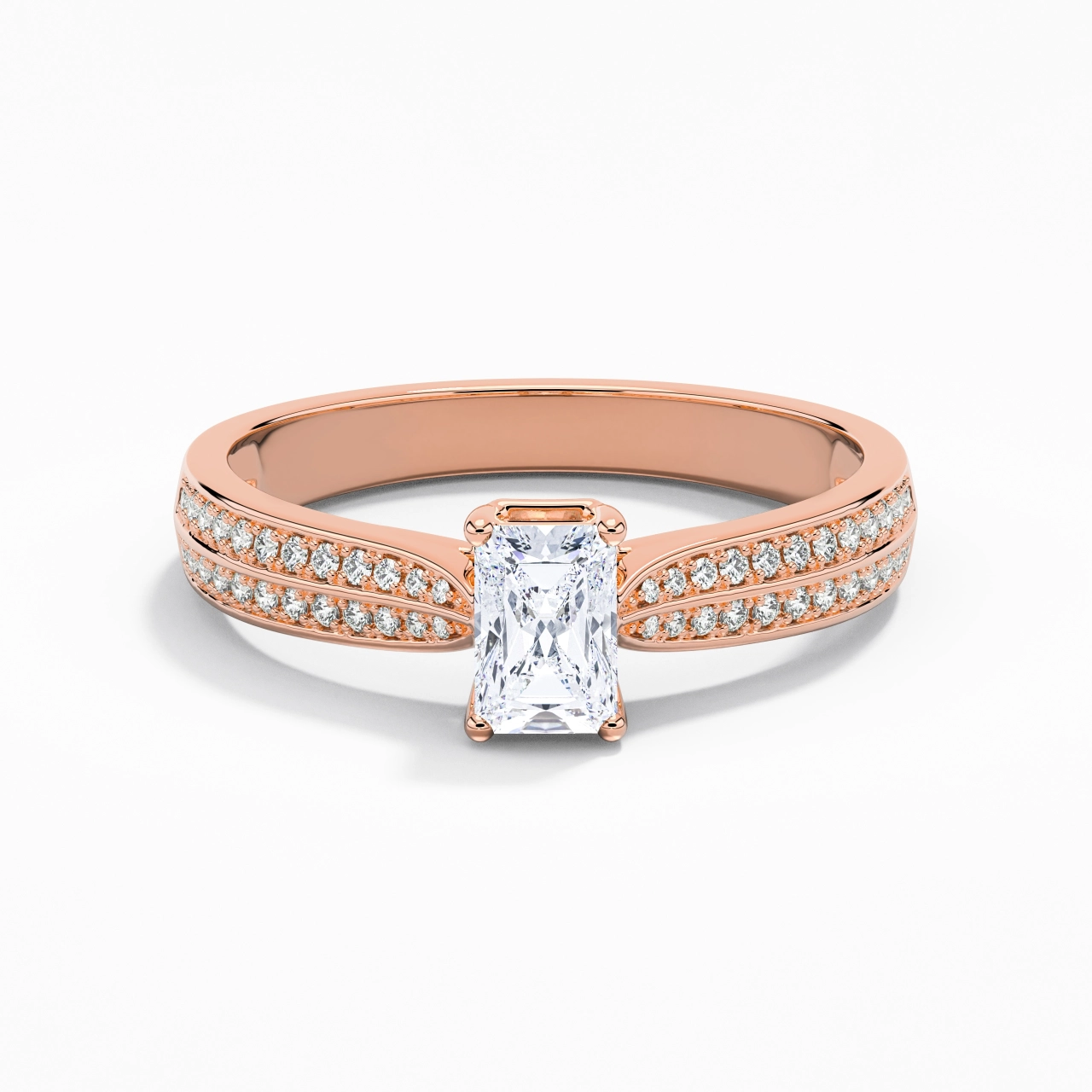 0.80ct Moissanite Engagement Ring 14K Rose Gold