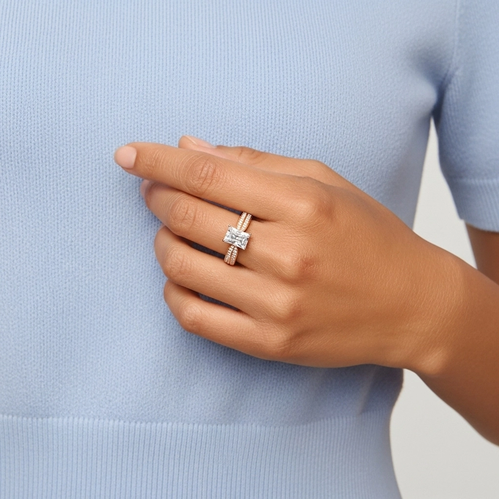 1.00ct Moissanite Bague de fiançailles Or rose 14 carats