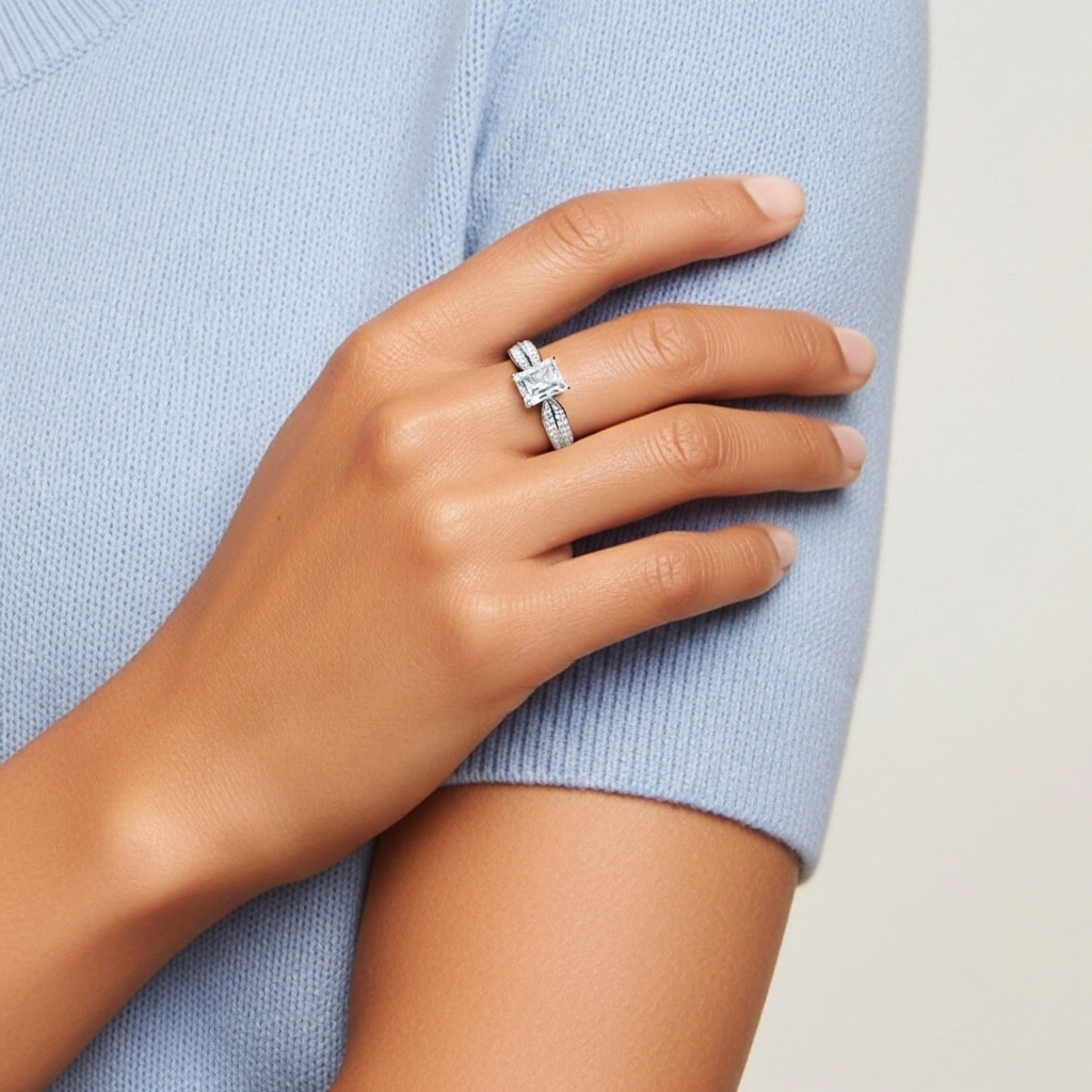 1.00ct Moissanite Bague de fiançailles Or blanc 18 carats