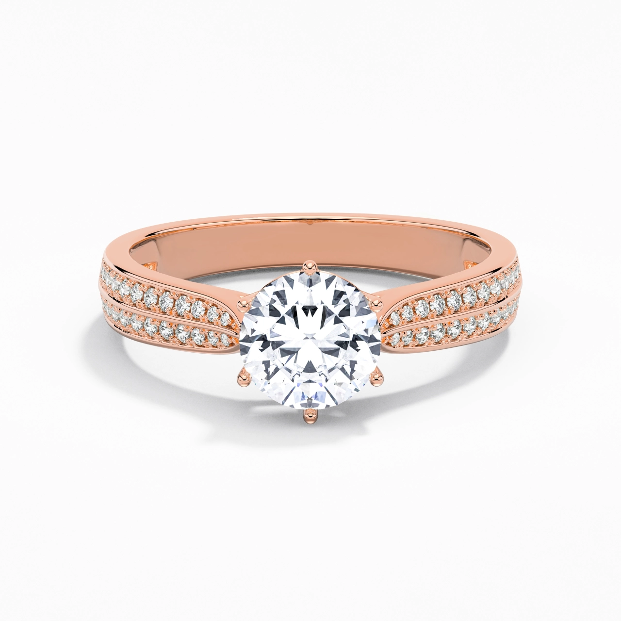 1.20ct Moissanite Engagement Ring 14K Rose Gold