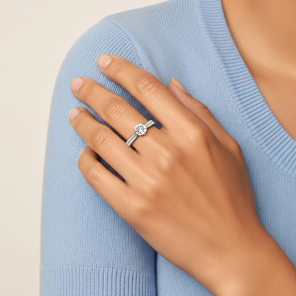 1.50ct Moissanite Bague de fiançailles Or blanc 18 carats