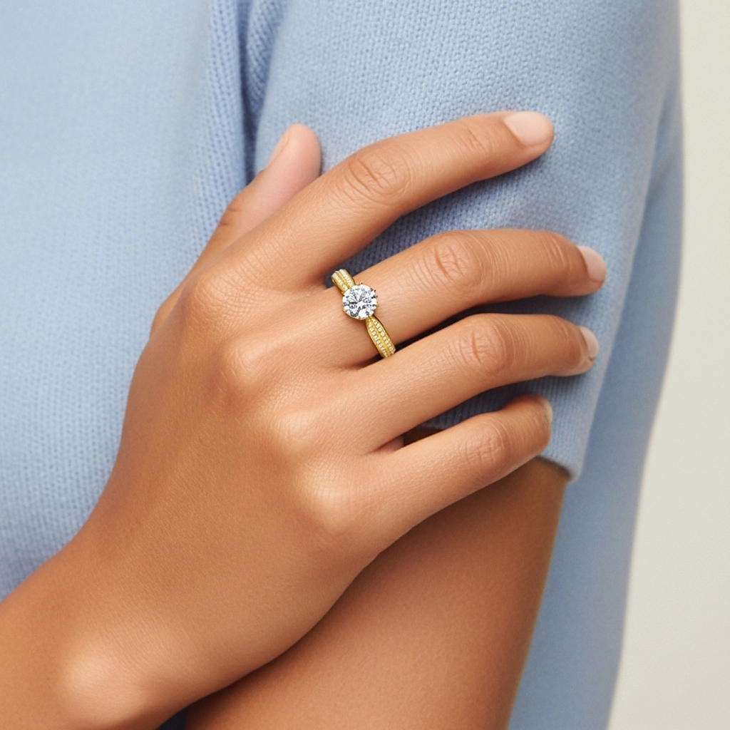 1.00ct Moissanite Bague de fiançailles Or 18 carats