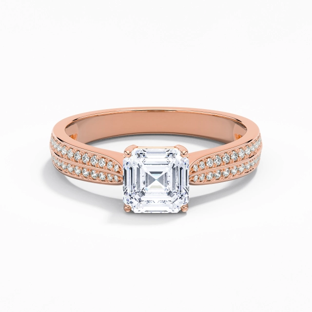1.00ct Asscher Moissanite 14K Rose Gold Engagement Ring