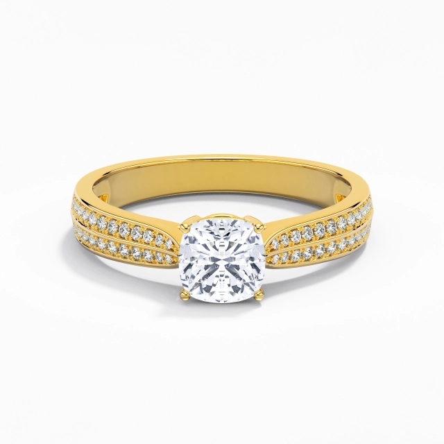 0.80ct Cojín Moissanita Anillo de Compromiso Plata esterlina 925 Pavé Clásico Invertida ahusada