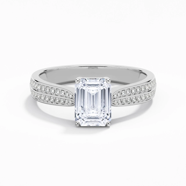 2.00ct Émeraude Moissanite Bague de fiançailles Argent sterling 925 Pavé Classique Conique Inversée