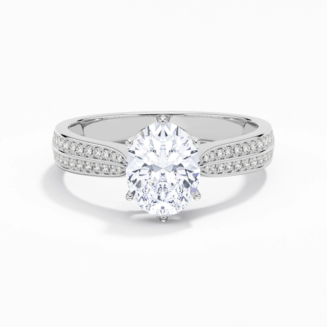 2.00ct Ovale Moissanite Bague de fiançailles Argent sterling 925 Pavé Classique Conique Inversée