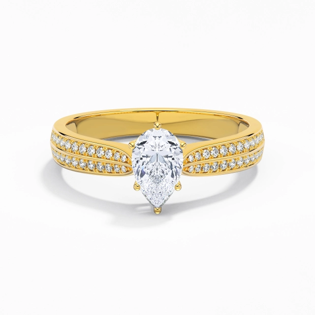 1.00ct Pear Moissanite Engagement Ring 925 Sterling Silver Pavé Classic Reverse Tapered