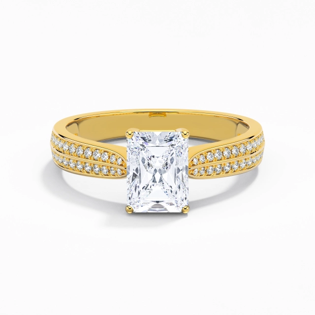 2.00ct Radiant Moissanite Bague de fiançailles Argent sterling 925 Pavé Classique Conique Inversée