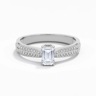 0.80ct Moissanite Engagement Ring 18K White Gold