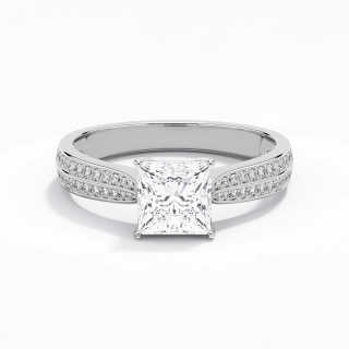 1.00ct Moissanite Engagement Ring 18K White Gold