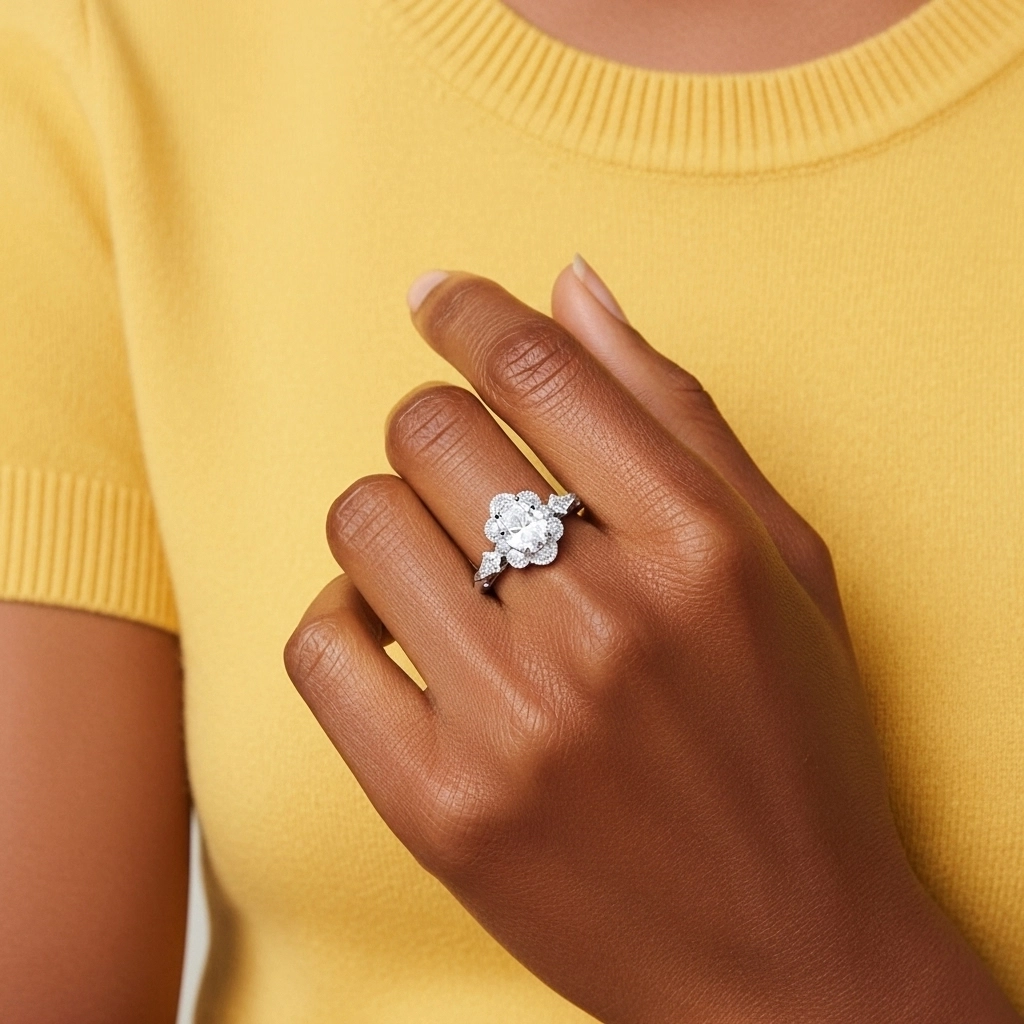 925 Sterling Silver Moissanite Engagement Ring