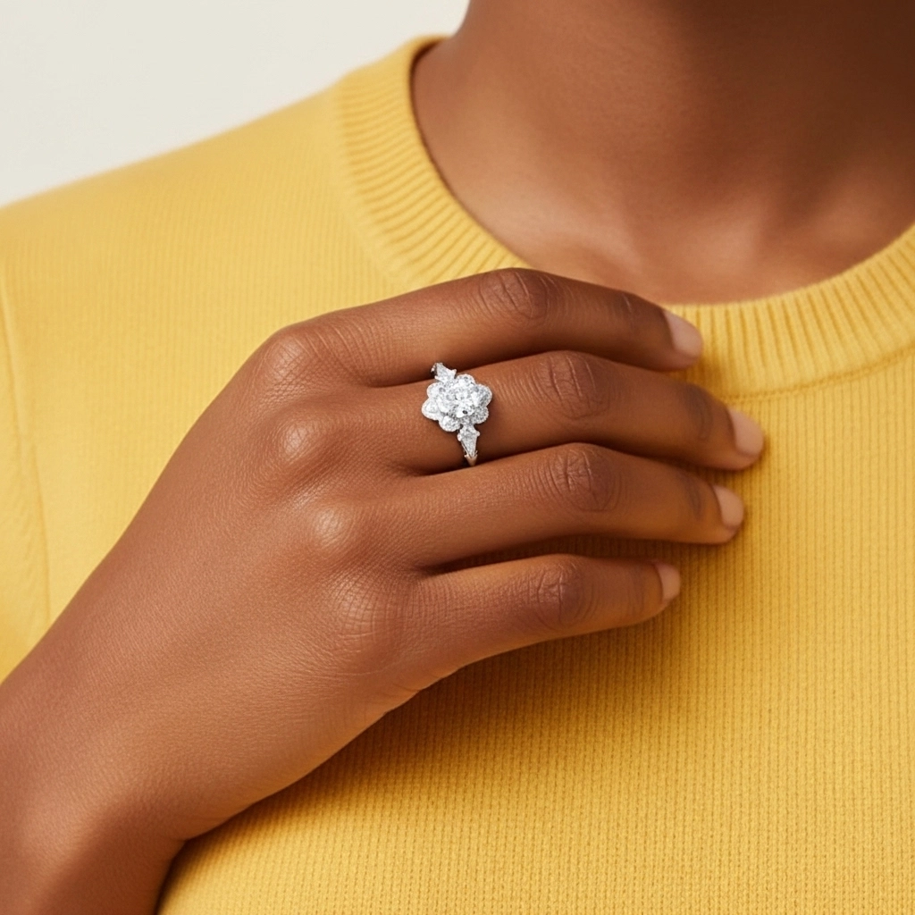 925 Sterling Silver Moissanite Engagement Ring