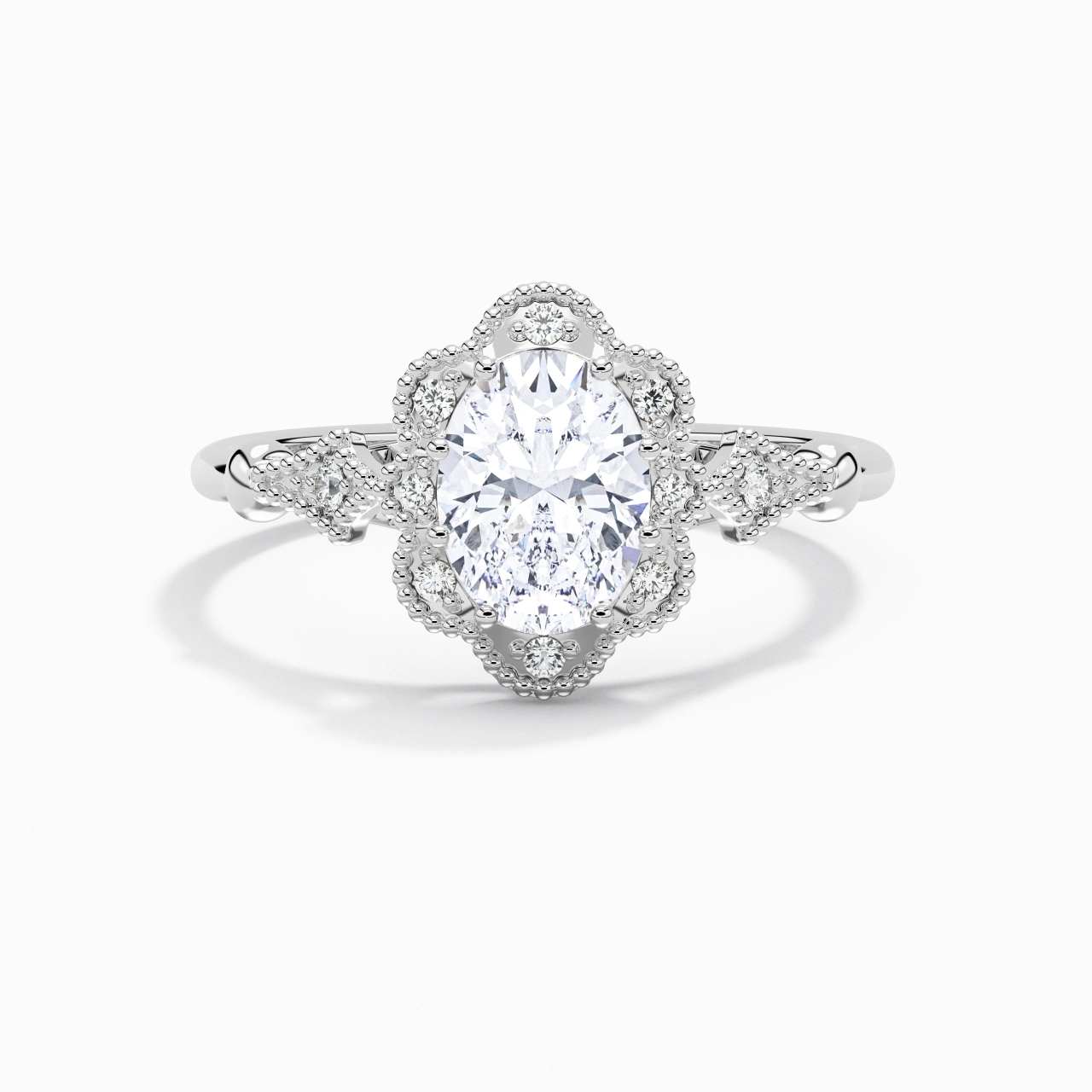 14K White Gold Moissanite Engagement Ring