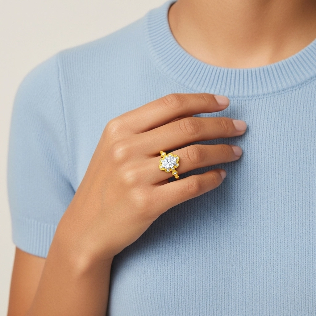 925 Sterling Silver Moissanite Engagement Ring