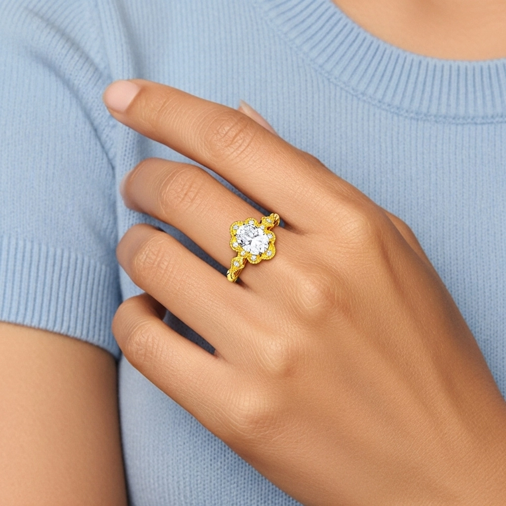 925 Sterling Silver Moissanite Engagement Ring