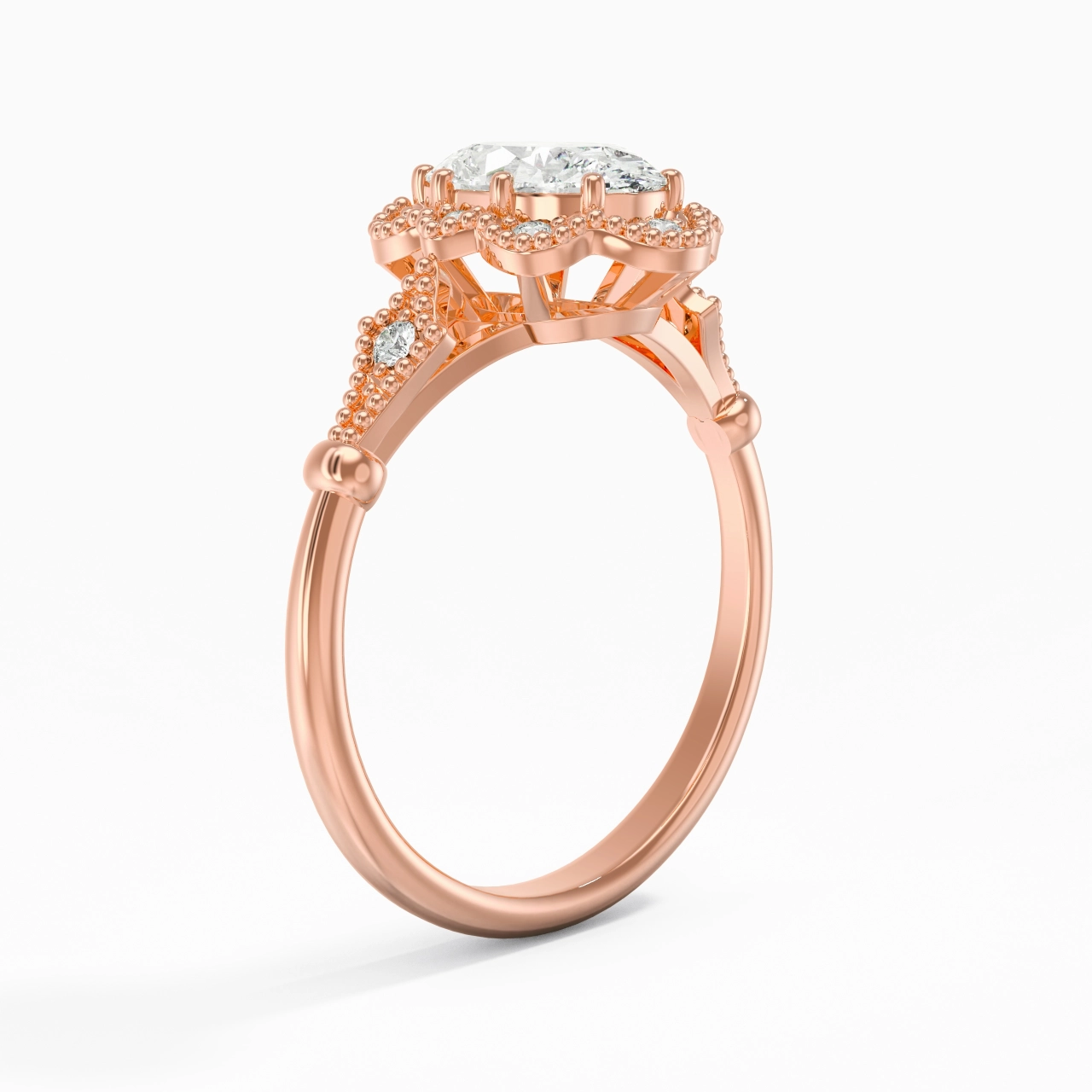 18K Rose Gold Moissanite Engagement Ring