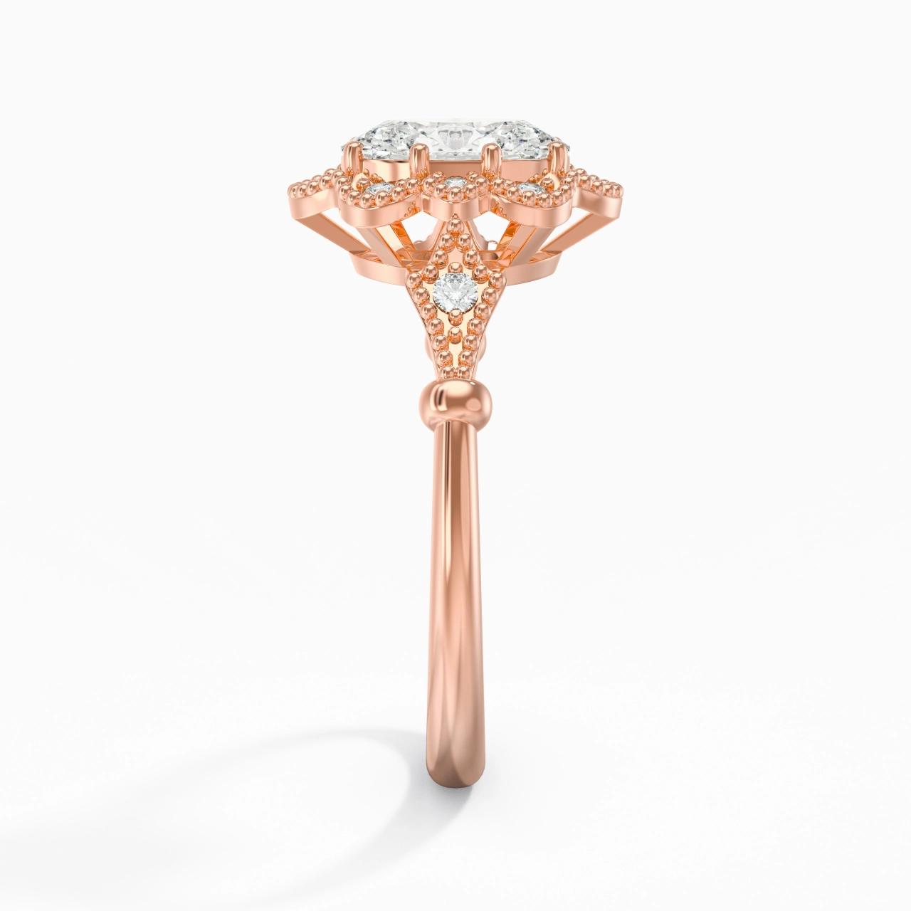 18K Rose Gold Moissanite Engagement Ring