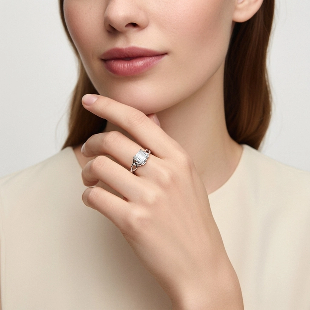 Noeud celtique Solitaire Bague de fiançailles 1.00ct Moissanite