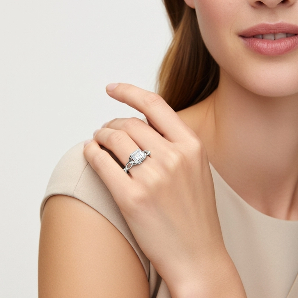 Noeud celtique Solitaire Bague de fiançailles 1.00ct Moissanite