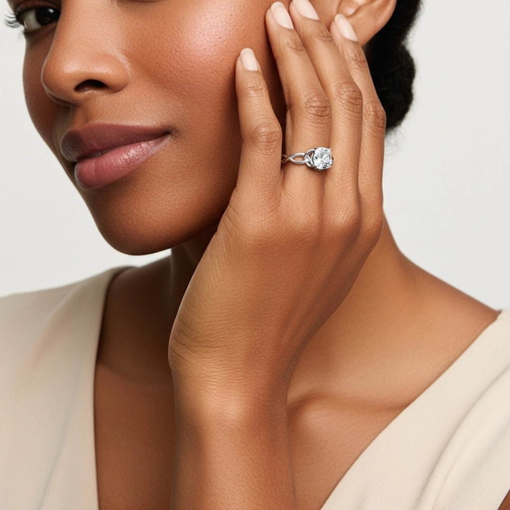 925 Sterling Silver Moissanite Engagement Ring