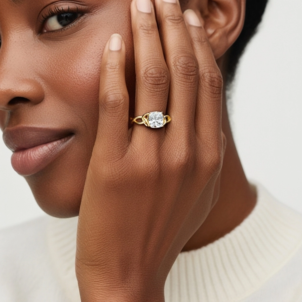 Noeud celtique Solitaire Bague de fiançailles 1.50ct Moissanite