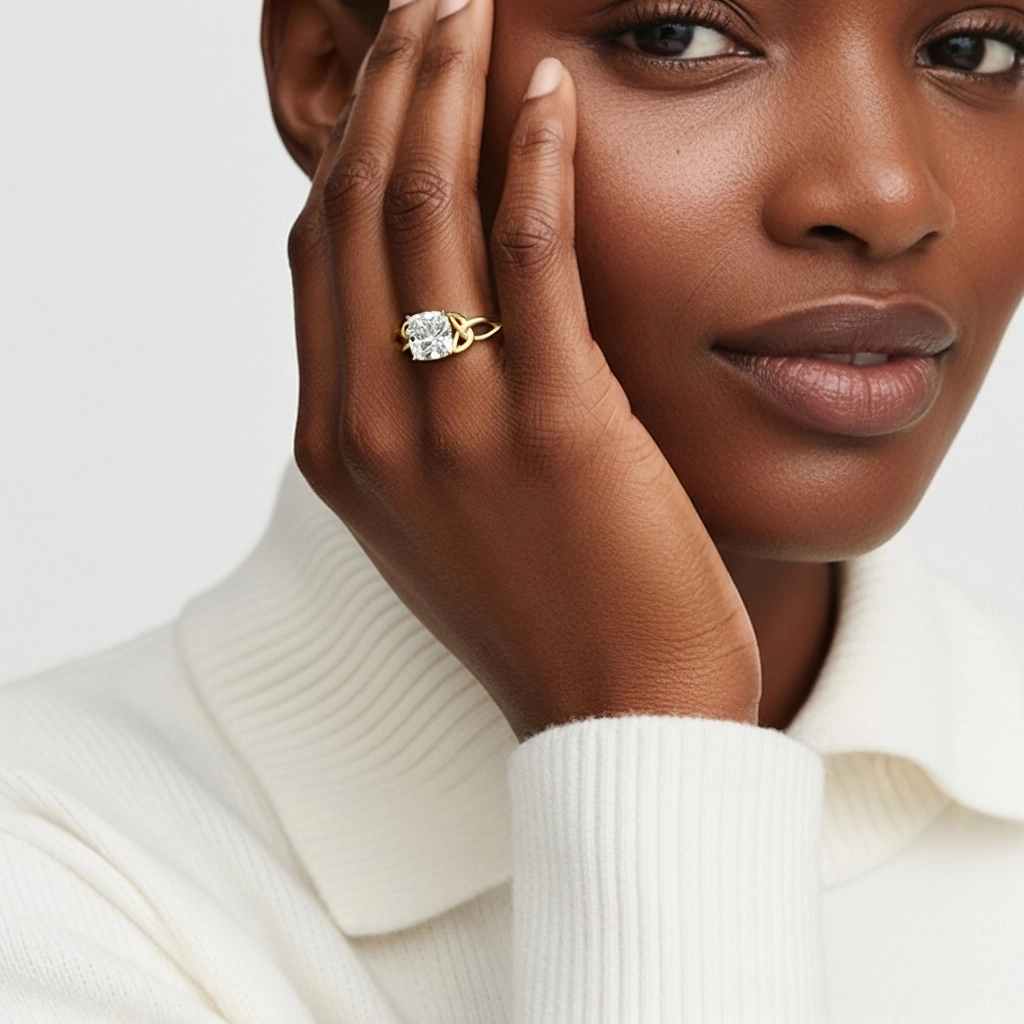 Noeud celtique Solitaire Bague de fiançailles 1.50ct Moissanite