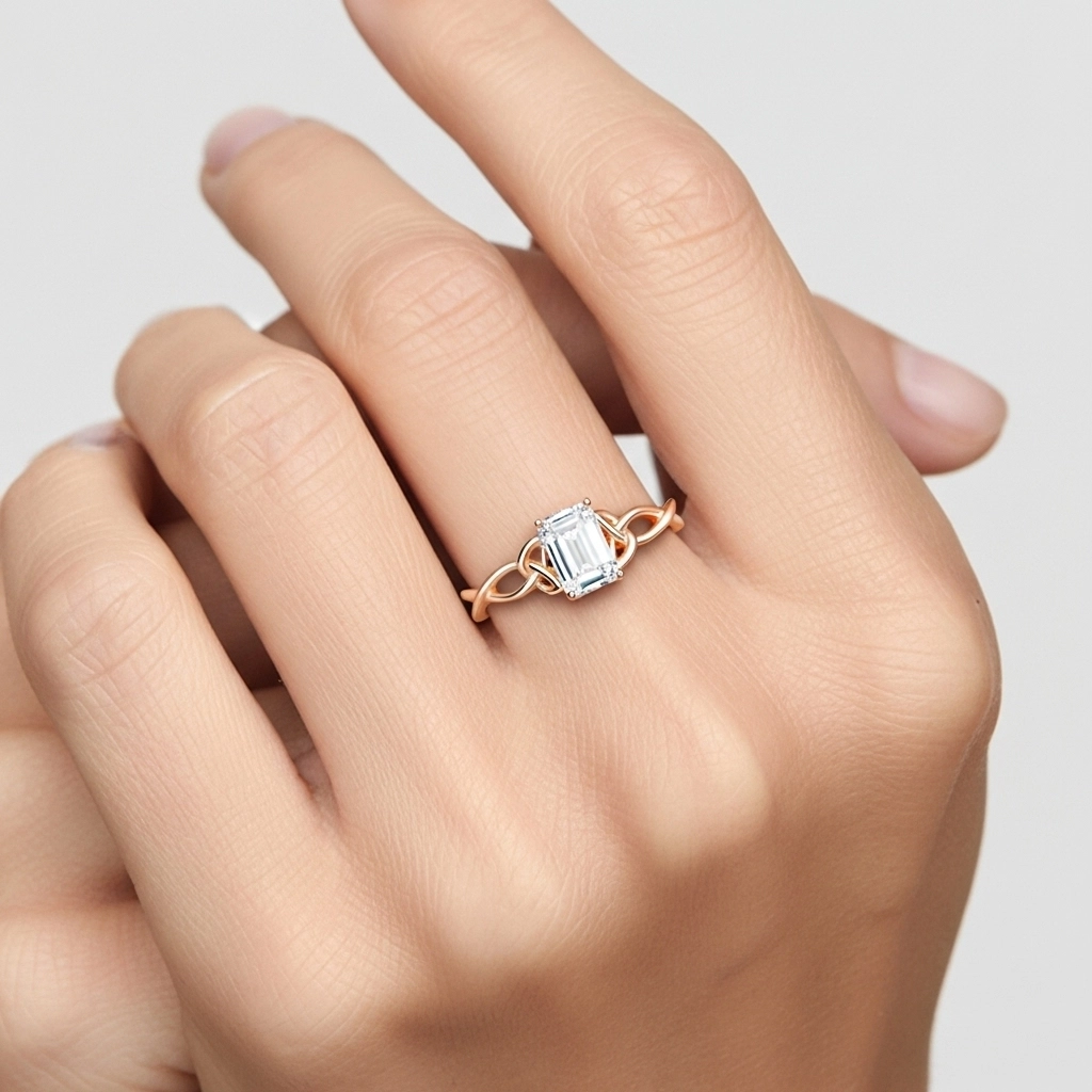 14K Rose Gold Moissanite Engagement Ring