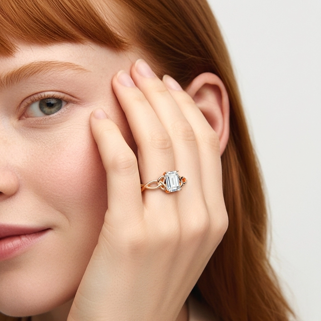 14K Rose Gold Moissanite Engagement Ring