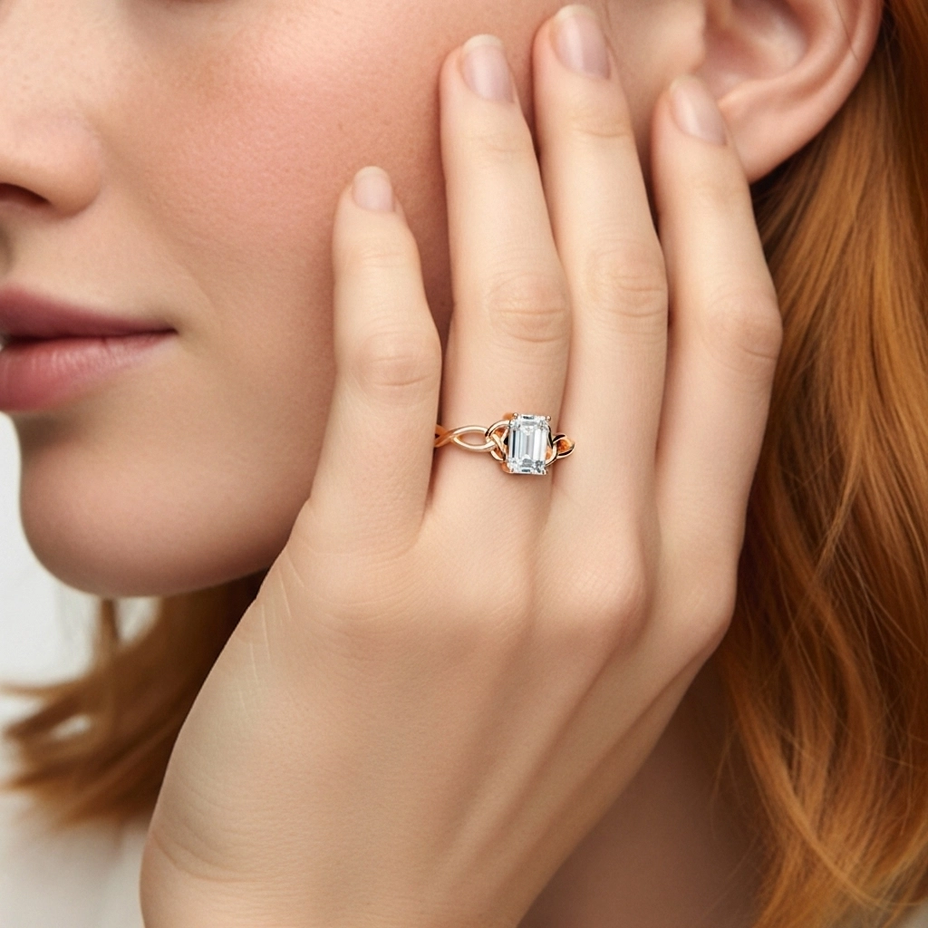 14K Rose Gold Moissanite Engagement Ring