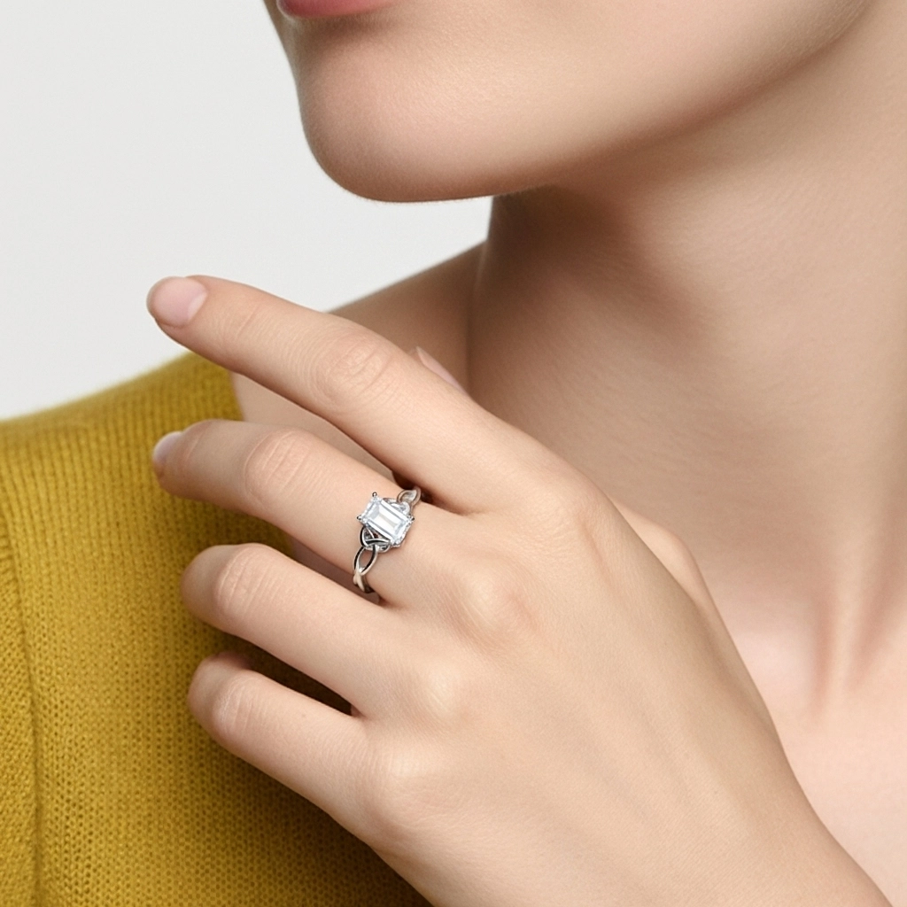 14K White Gold Moissanite Engagement Ring